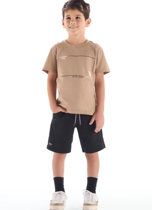 Quimby - Conjunto Camiseta Estampa 3d Bermuda Marrom - QUIMBY