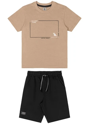 Quimby - Conjunto Camiseta Estampa 3d Bermuda Marrom - QUIMBY