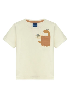 Ddk - Conjunto Camiseta Estampa Dino e Bermuda Bege - DDK