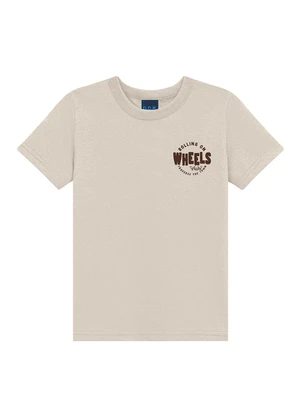 Ddk - Conjunto Camiseta Estampa Wheels e Bermuda Bege - DDK