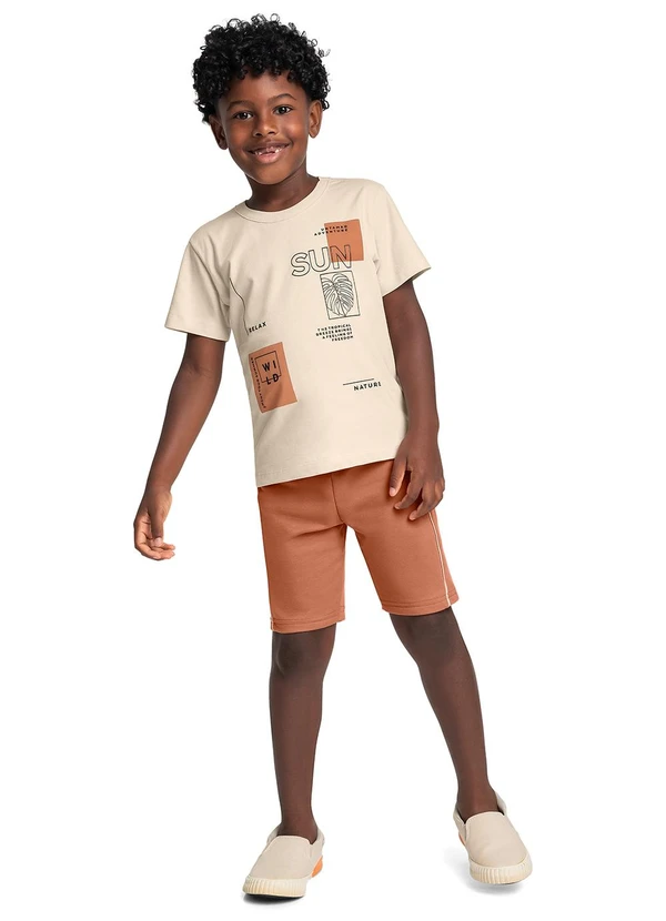 Bee Loop - Conjunto Camiseta Estampada Bermuda Bege 1