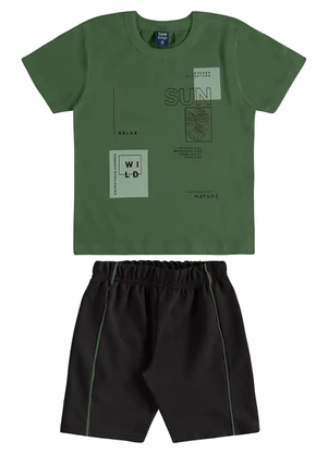 Bee Loop - Conjunto Camiseta Estampada Bermuda Verde - BEE LOOP