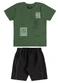 Bee Loop - Conjunto Camiseta Estampada Bermuda Bege - variação: Verde