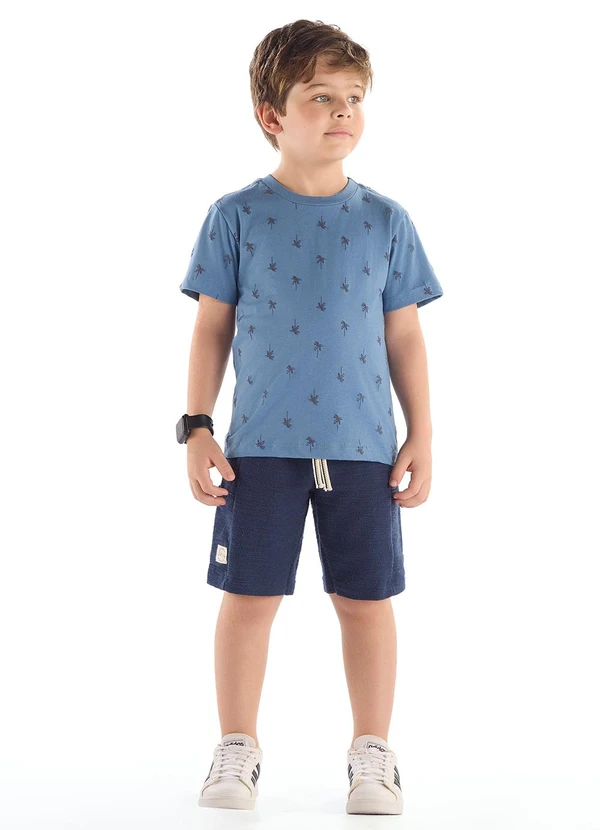 Quimby - Conjunto Camiseta Estampada Bermuda Azul 1