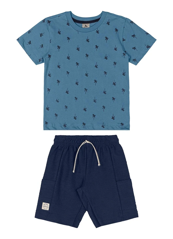 Quimby - Conjunto Camiseta Estampada Bermuda Azul 2