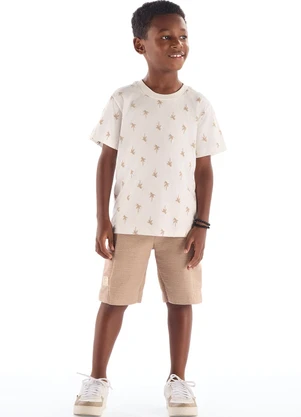 Conjunto Camiseta Estampada Bermuda Quimby Branco - QUIMBY