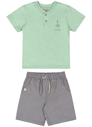 Quimby - Conjunto Camiseta Estampada Bermuda Verde - QUIMBY