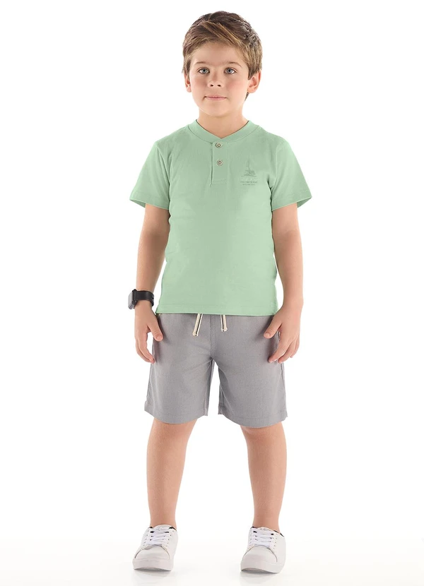 Quimby - Conjunto Camiseta Estampada Bermuda Verde