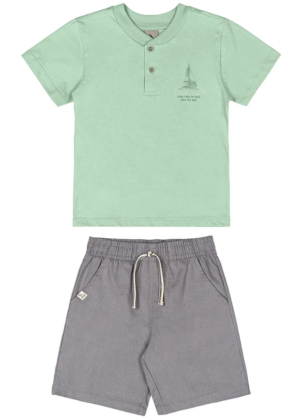 Quimby - Conjunto Camiseta Estampada Bermuda Verde 2