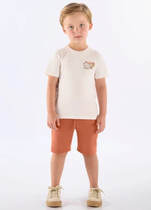 Up Baby - Conjunto Camiseta Estampada Bermuda Branco - UP BABY