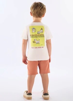 Up Baby - Conjunto Camiseta Estampada Bermuda Branco - UP BABY