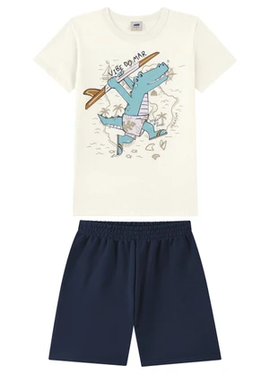 Marlan - Conjunto Camiseta Estampada e Bermuda Bege - MARLAN