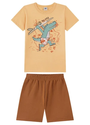 Marlan - Conjunto Camiseta Estampada e Bermuda Laranja - MARLAN