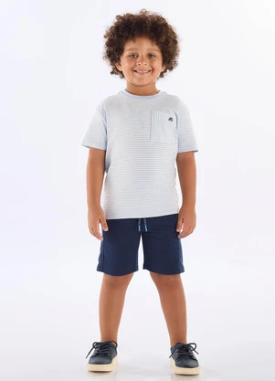 Up Baby - Conjunto Camiseta Estampado Bermuda Azul - UP BABY