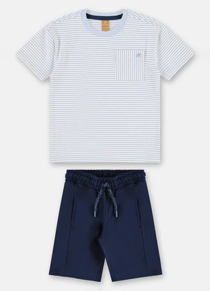 Up Baby - Conjunto Camiseta Estampado Bermuda Azul - UP BABY