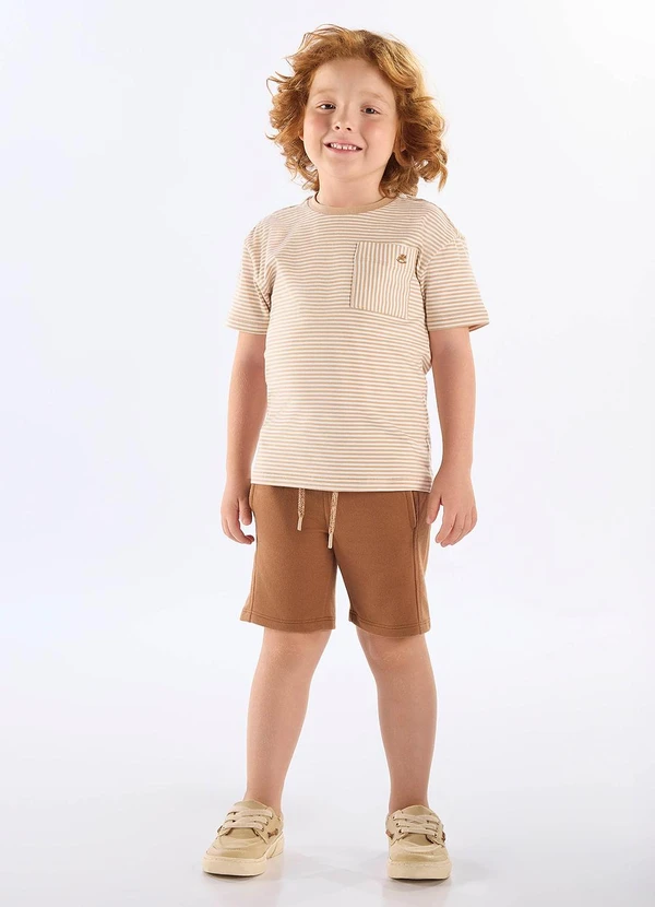 Up Baby - Conjunto Camiseta Estampado Bermuda Marrom 1