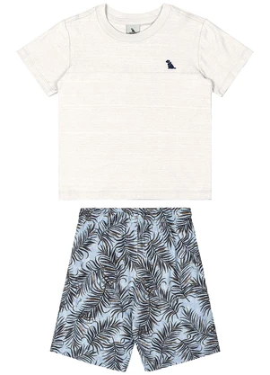 Quimby - Conjunto Camiseta Flamê e Bermuda Bege - QUIMBY