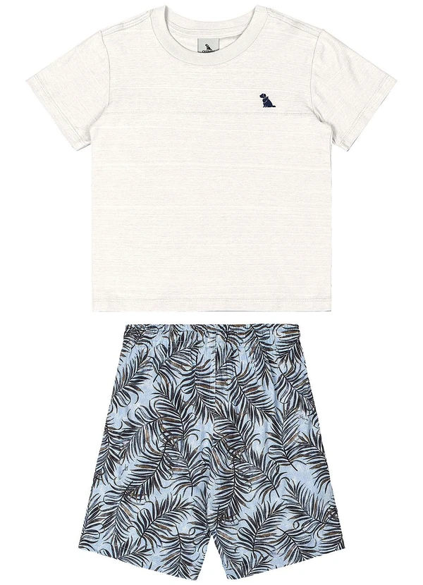 Quimby - Conjunto Camiseta Flamê e Bermuda Bege 2