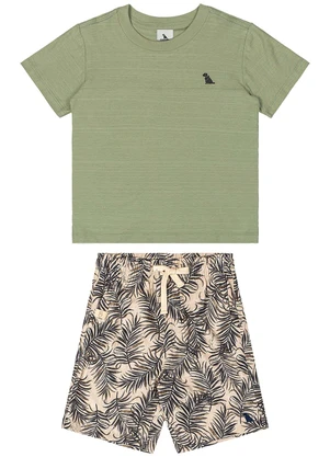 Quimby - Conjunto Camiseta Flamê e Bermuda Verde - QUIMBY