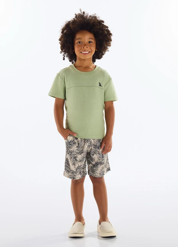 Quimby - Conjunto Camiseta Flamê e Bermuda Verde