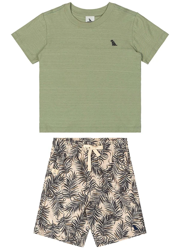 Quimby - Conjunto Camiseta Flamê e Bermuda Verde 2