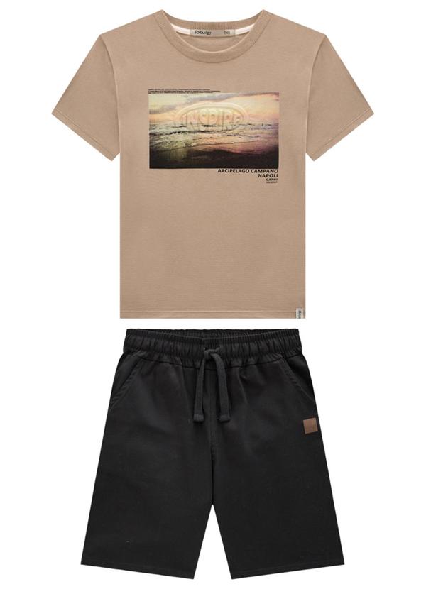 Ioluig - Conjunto Camiseta Inspire e Bermuda Bege