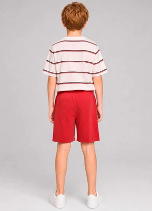 Marlan - Conjunto Camiseta Listrada e Bermuda Bege - MARLAN
