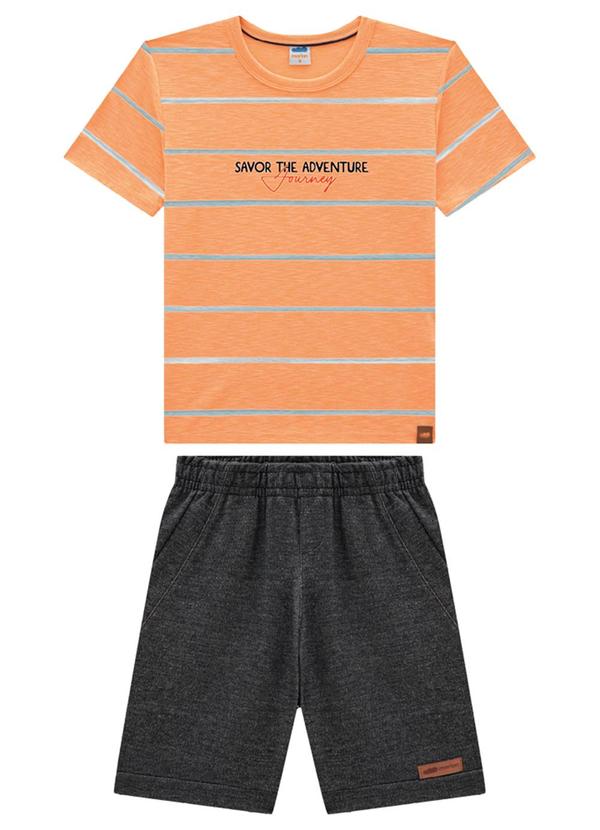 Marlan - Conjunto Camiseta Listras e Bermuda Laranja 2