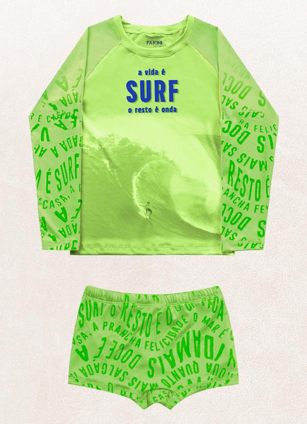 Fakini Kids - Conjunto Camiseta M/Longa/Sunga Boxer Amarelo
