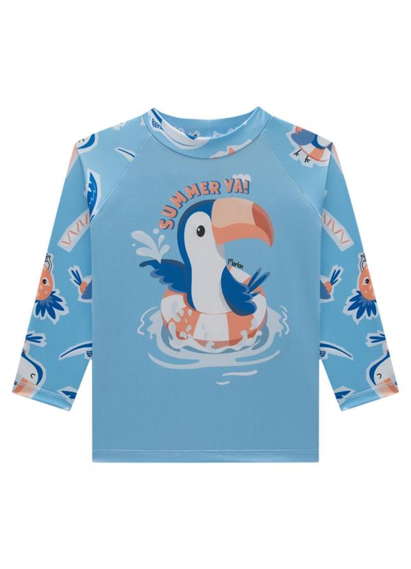 Marlan - Conjunto Camiseta Manga Longa e Sunga Uv Azul
