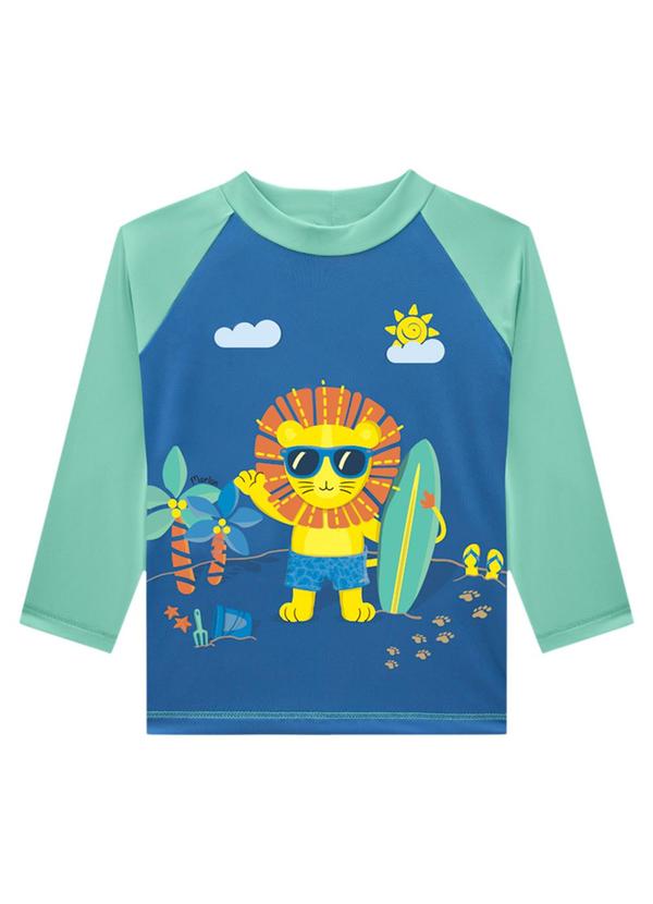 Marlan - Conjunto Camiseta Manga Longa e Sunga Uv Azul