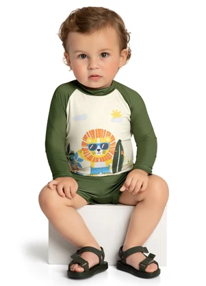 Marlan - Conjunto Camiseta Manga Longa e Sunga Uv Bege - MARLAN