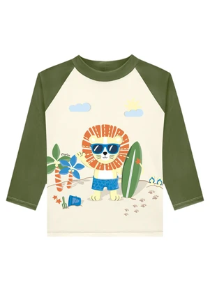 Marlan - Conjunto Camiseta Manga Longa e Sunga Uv Bege - MARLAN