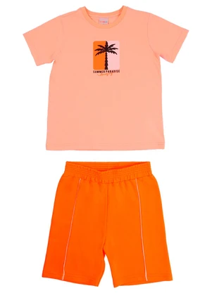 Tink Bink - Conjunto Camiseta Mc e Bermuda Laranja - TINK BINK