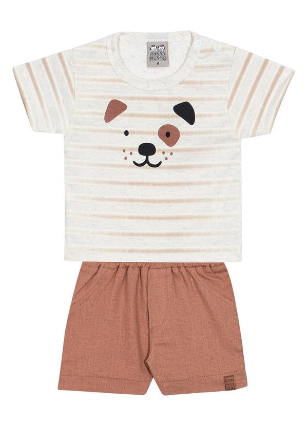 Randa Mundu - Conjunto Camiseta Meia Malha / Bermuda Branco 1