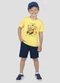 Reirex - Conjunto Camiseta Meia Malha e Bermuda Bege - variação: Amarelo