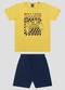 Reirex - Conjunto Camiseta Meia Malha e Bermuda Branco - variação: Amarelo