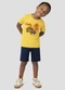 Reirex - Conjunto Camiseta Meia Malha e Bermuda Cinza - variação: Amarelo
