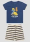 Reirex - Conjunto Camiseta Meia Malha e Bermuda Branco - variação: Azul