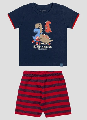 Reirex - Conjunto Camiseta Meia Malha e Bermuda Azul - REIREX