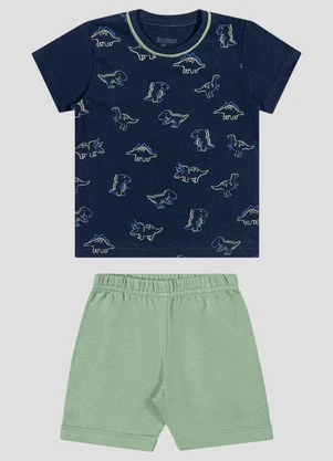 Reirex - Conjunto Camiseta Meia Malha e Bermuda Azul - REIREX