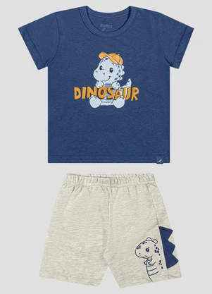 Reirex - Conjunto Camiseta Meia Malha e Bermuda Azul - REIREX