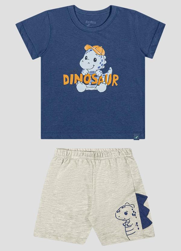 Reirex - Conjunto Camiseta Meia Malha e Bermuda Azul