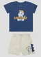 Reirex - Conjunto Camiseta Meia Malha e Bermuda Azul - variação: Azul
