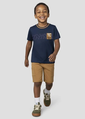 Reirex - Conjunto Camiseta Meia Malha e Bermuda Azul - REIREX