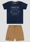 Reirex - Conjunto Camiseta Meia Malha e Bermuda Azul - variação: Azul