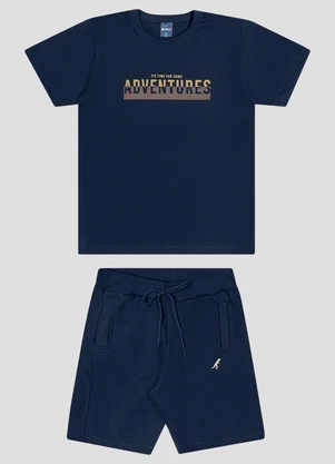 Reirex - Conjunto Camiseta Meia Malha e Bermuda Azul - REIREX