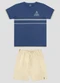 Reirex - Conjunto Camiseta Meia Malha e Bermuda Azul - variação: Azul