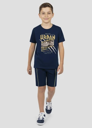 Reirex - Conjunto Camiseta Meia Malha e Bermuda Azul - REIREX