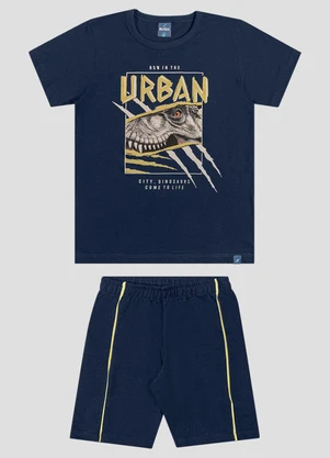 Reirex - Conjunto Camiseta Meia Malha e Bermuda Azul - REIREX